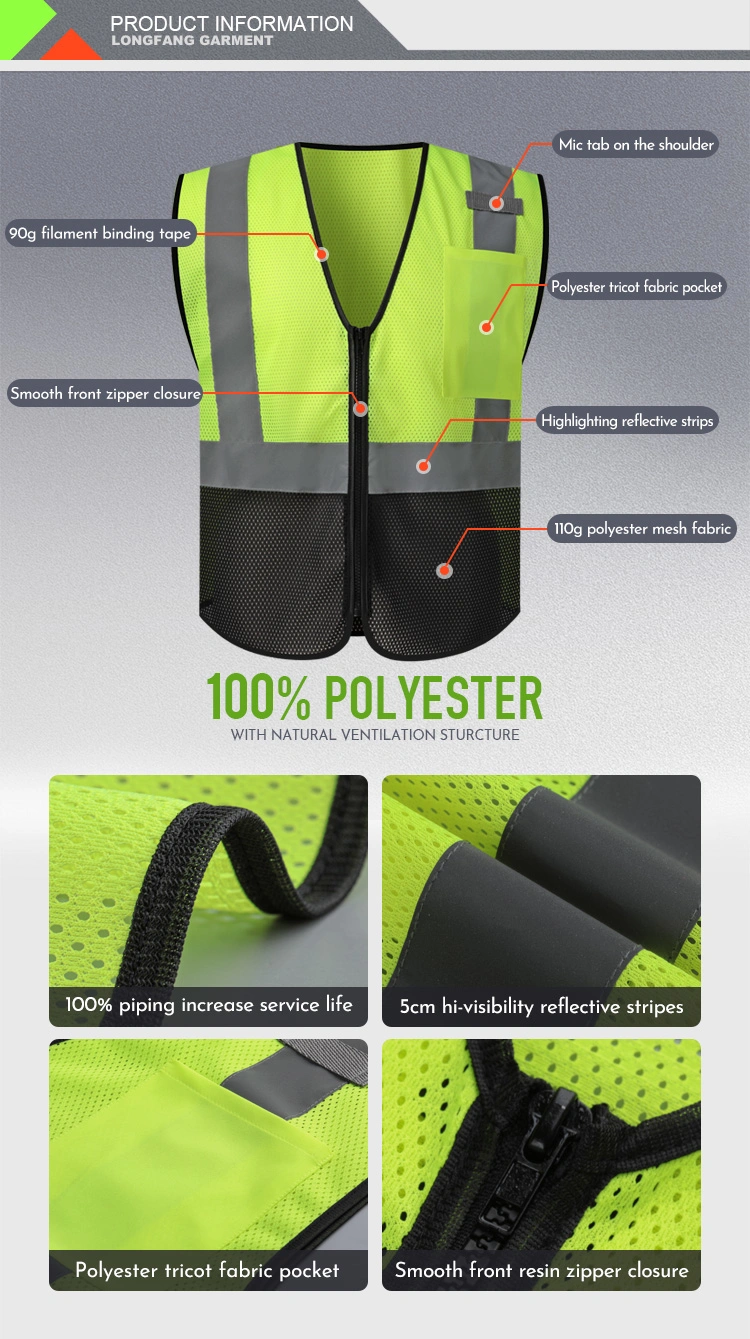 Wildness Retro-Reflective Mesh Safety Vest with Pockets