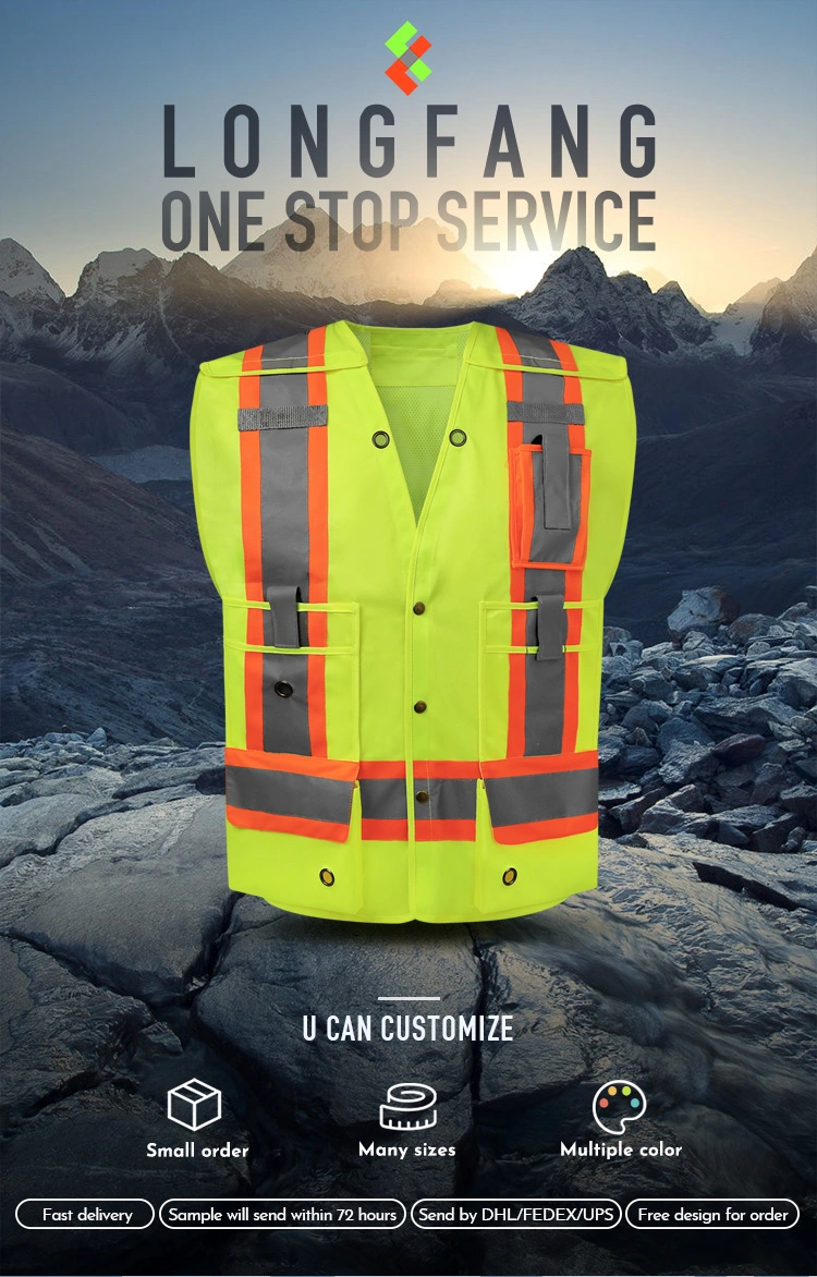 5-Point Breakaway Factory Directly Provide Multi Pockets Reflective Safety Vest