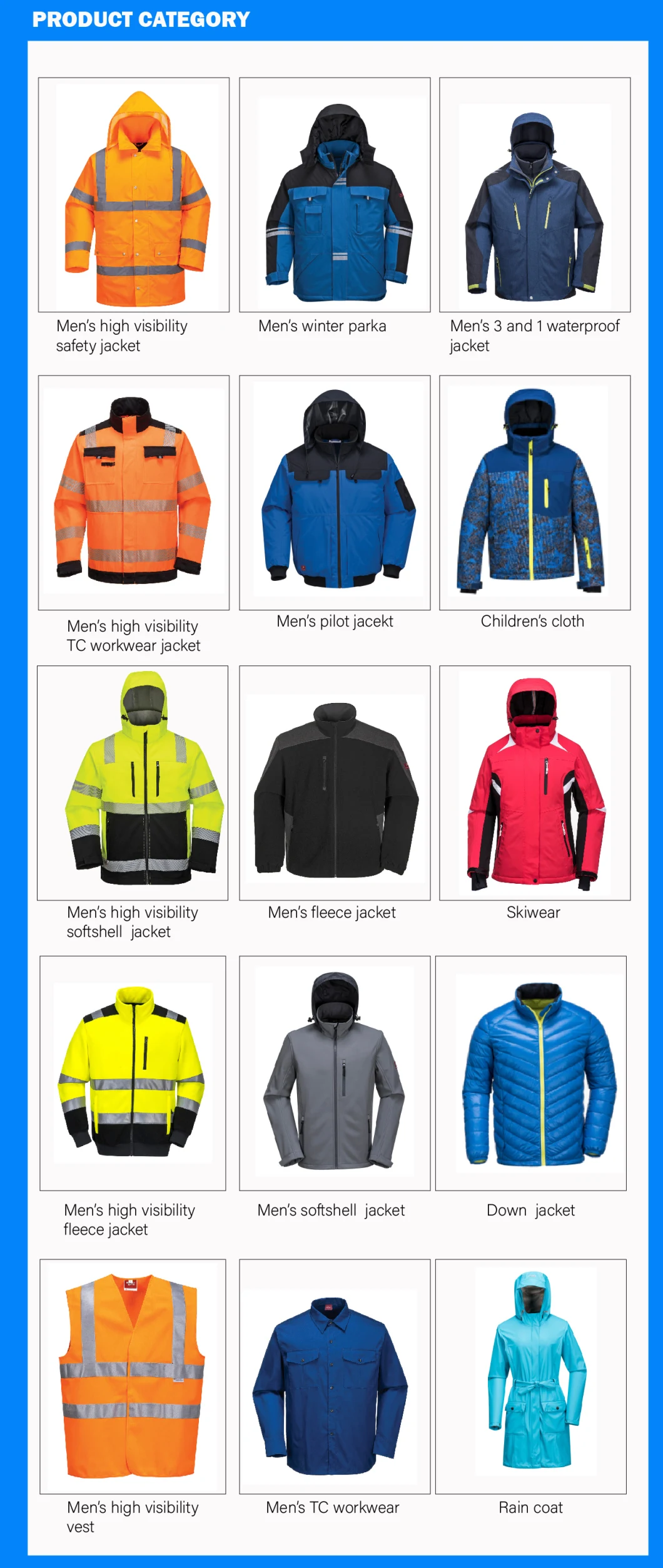 Hi-VI Safety Workwear Factory Produce 65% Polyester 35% Cotton Jacket for Work with Waterproof Upper Fabric