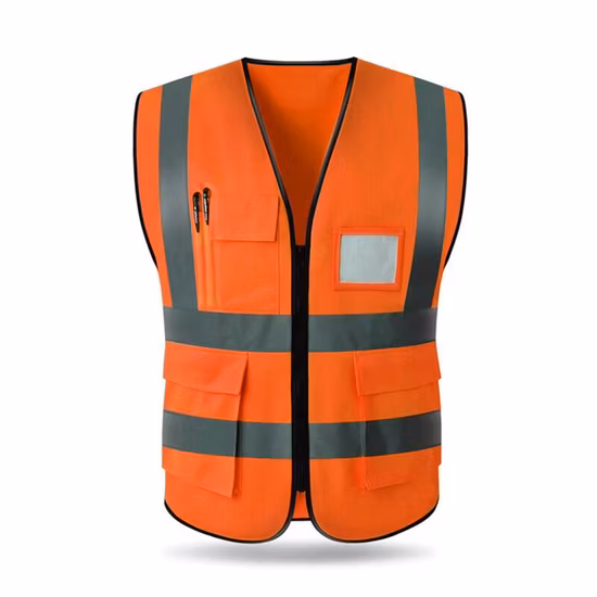 Gilet alta visibilità, gilet riflettente, gilet fluorescente nottilucente con tasca