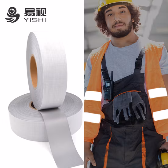 100% poliestere, tessuto di segnalazione luminoso riflettente ordinario, nastro riflettente economico